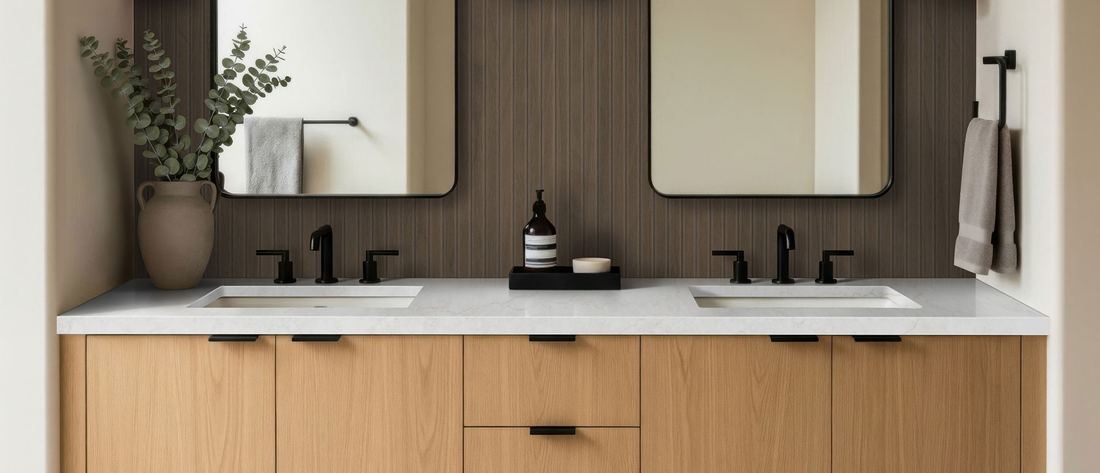 Calacatta Miraggio Cove quartz countertops installed in a home