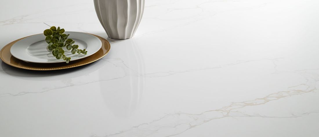 Calacatta Rivessa quartz countertops installed in a home
