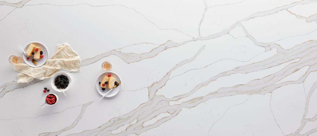 Calacatta Solessio quartz countertops installed in a home