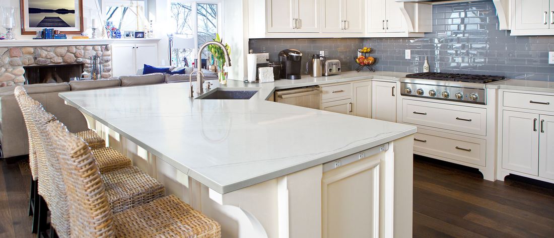 Calacatta Trevi quartz countertops installed in a home