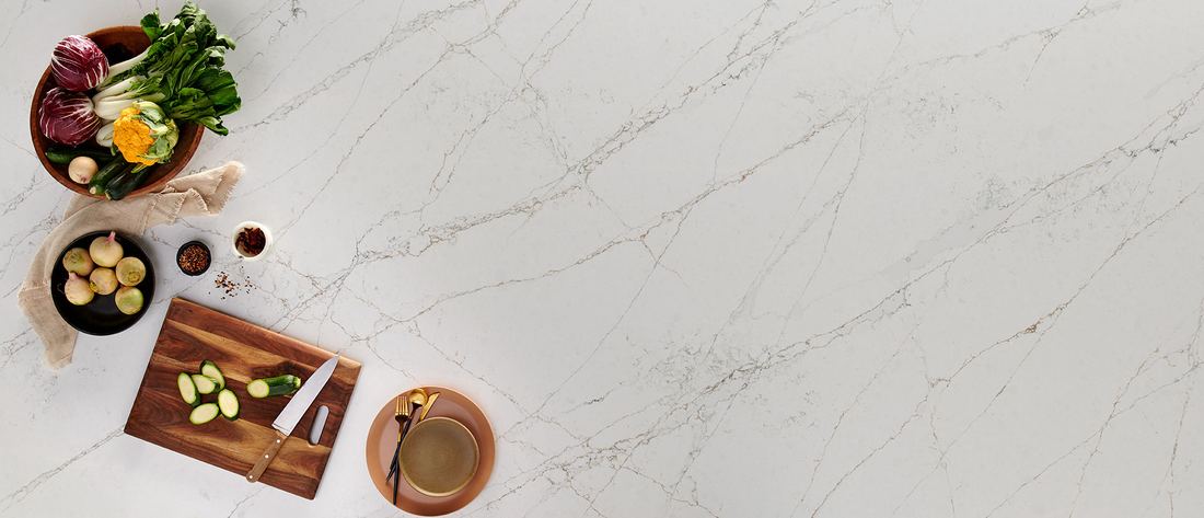 Calacatta Viraldi quartz countertops installed in a home