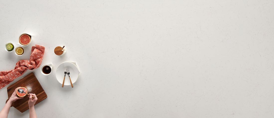 Carrara Miksa quartz countertops installed in a home