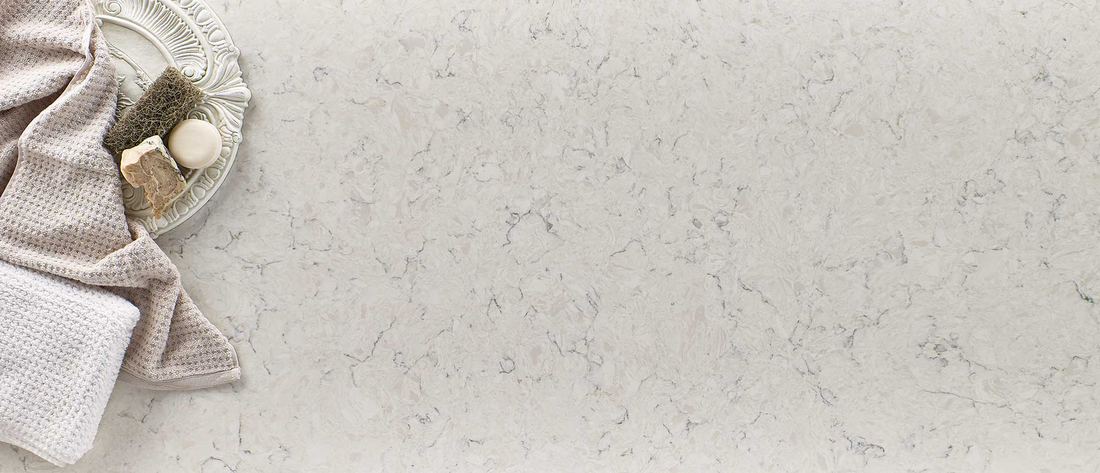 Carrara Mist quartz countertops installed in a home