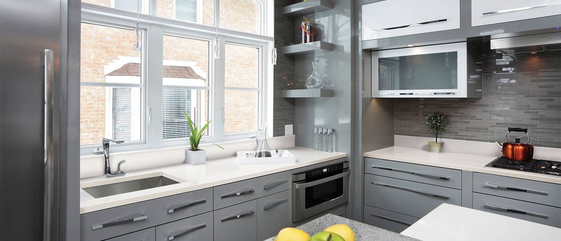 Frost White quartz countertops installed in a home