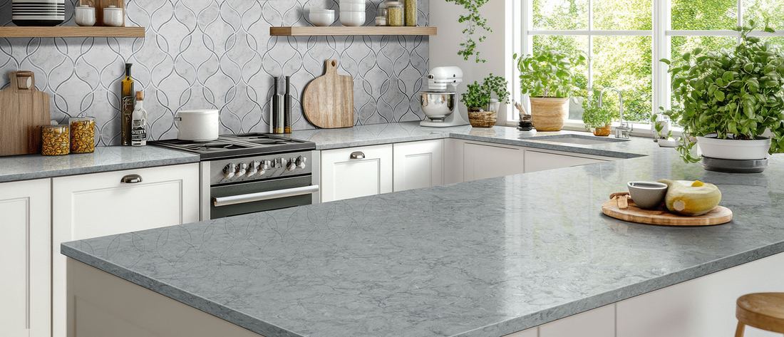Galant Gray quartz countertops installed in a home
