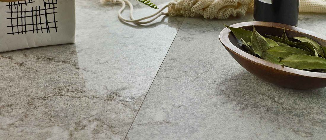 Gray Lagoon quartz countertops installed in a home