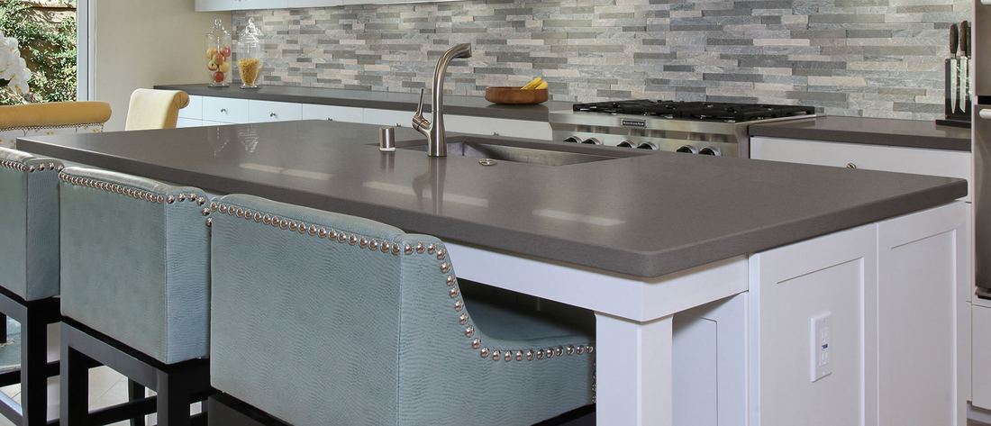 Iced Gray quartz countertops installed in a home