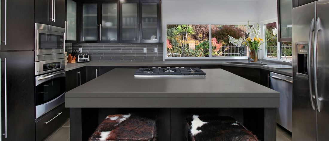 Manhattan Gray quartz countertops installed in a home