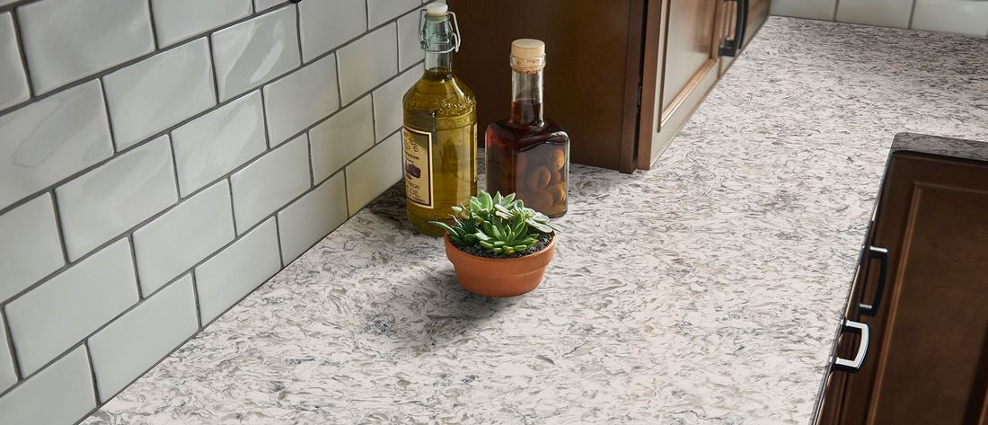 Montclair White quartz countertops installed in a home