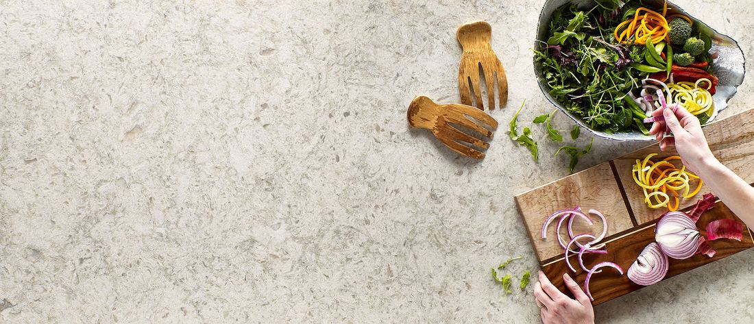 Portico Cream quartz countertops installed in a home