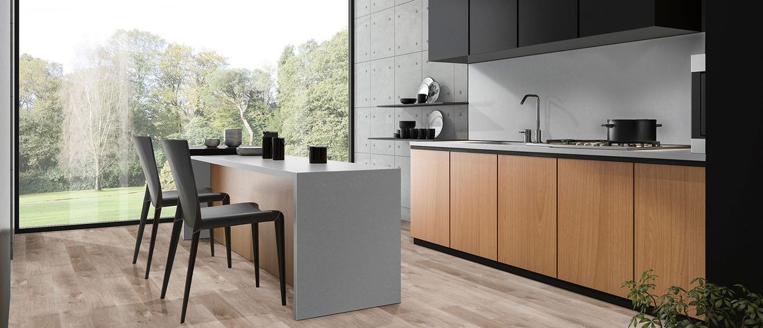 Smoked Pearl quartz countertops installed in a home