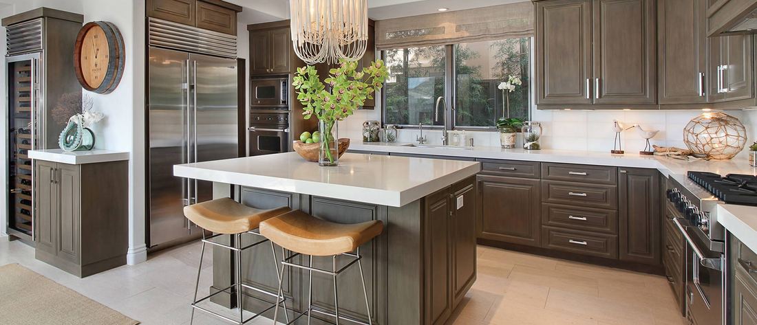 Snow White quartz countertops installed in a home
