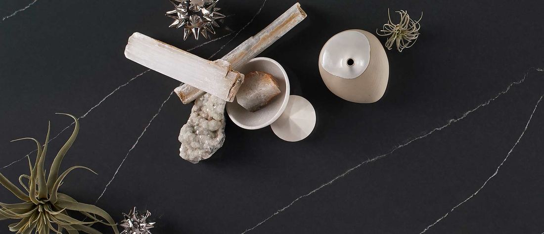 Soapstone Metropolis quartz countertops installed in a home