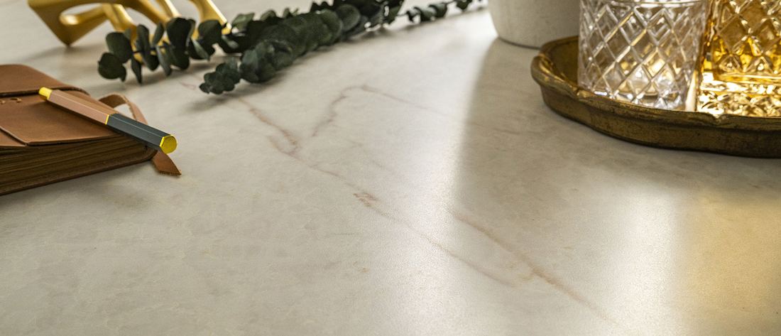 SoliTaj Brushed quartz countertops installed in a home
