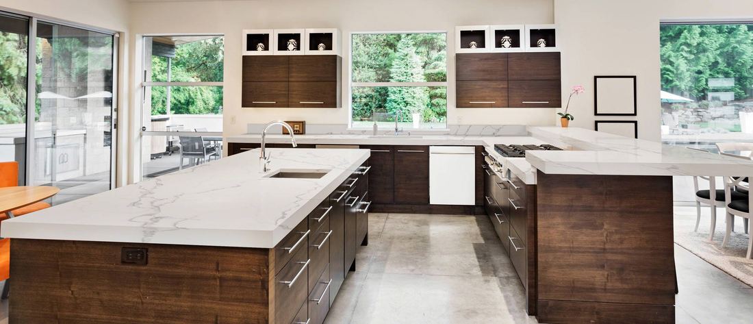 Statuary Classique quartz countertops installed in a home