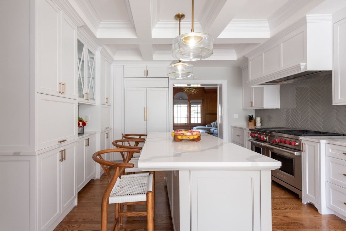 Bianco Calacatta quartz countertops installed in a home