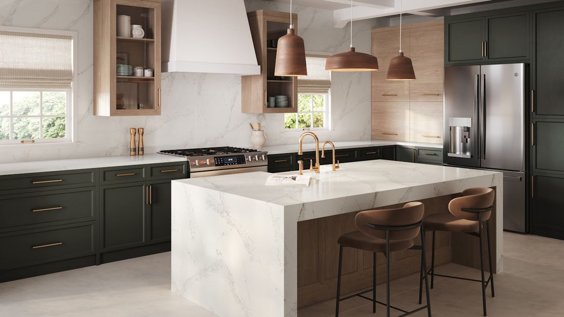 Bronze Rivers quartz countertops installed in a home