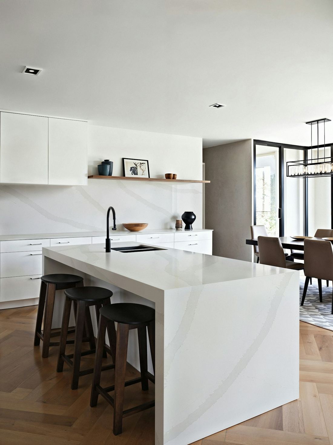 Calacatta West quartz countertops installed in a home
