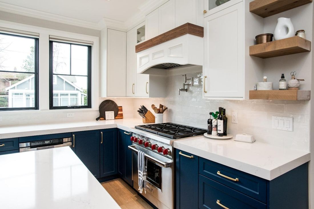 Classic Calacatta quartz countertops installed in a home