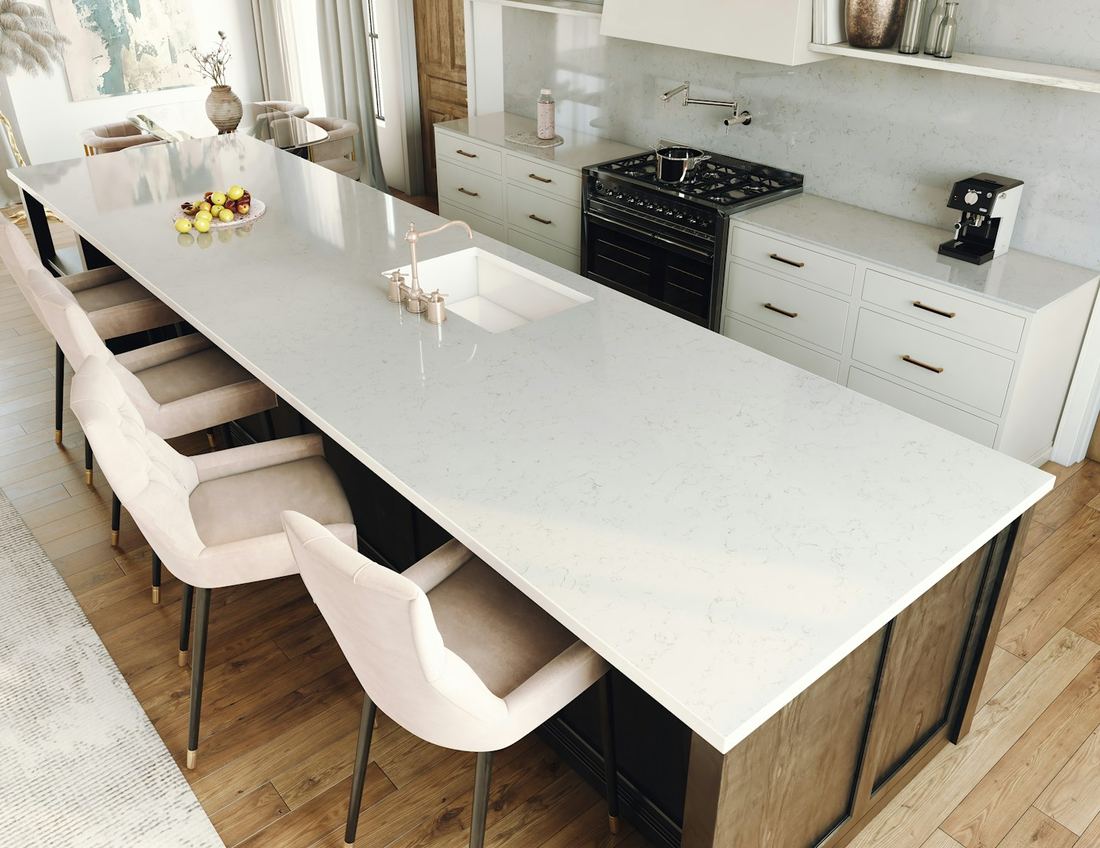 Halcyon quartz countertops installed in a home