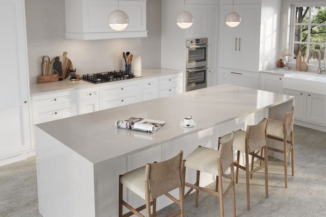 Motion Grey quartz countertops installed in a home