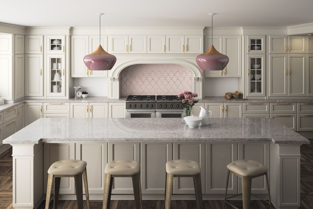 Ocean Jasper F quartz countertops installed in a home