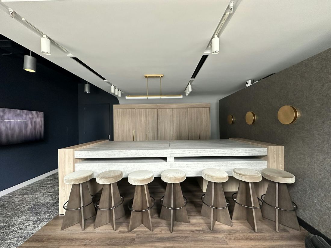Parisien Bleu quartz countertops installed in a home