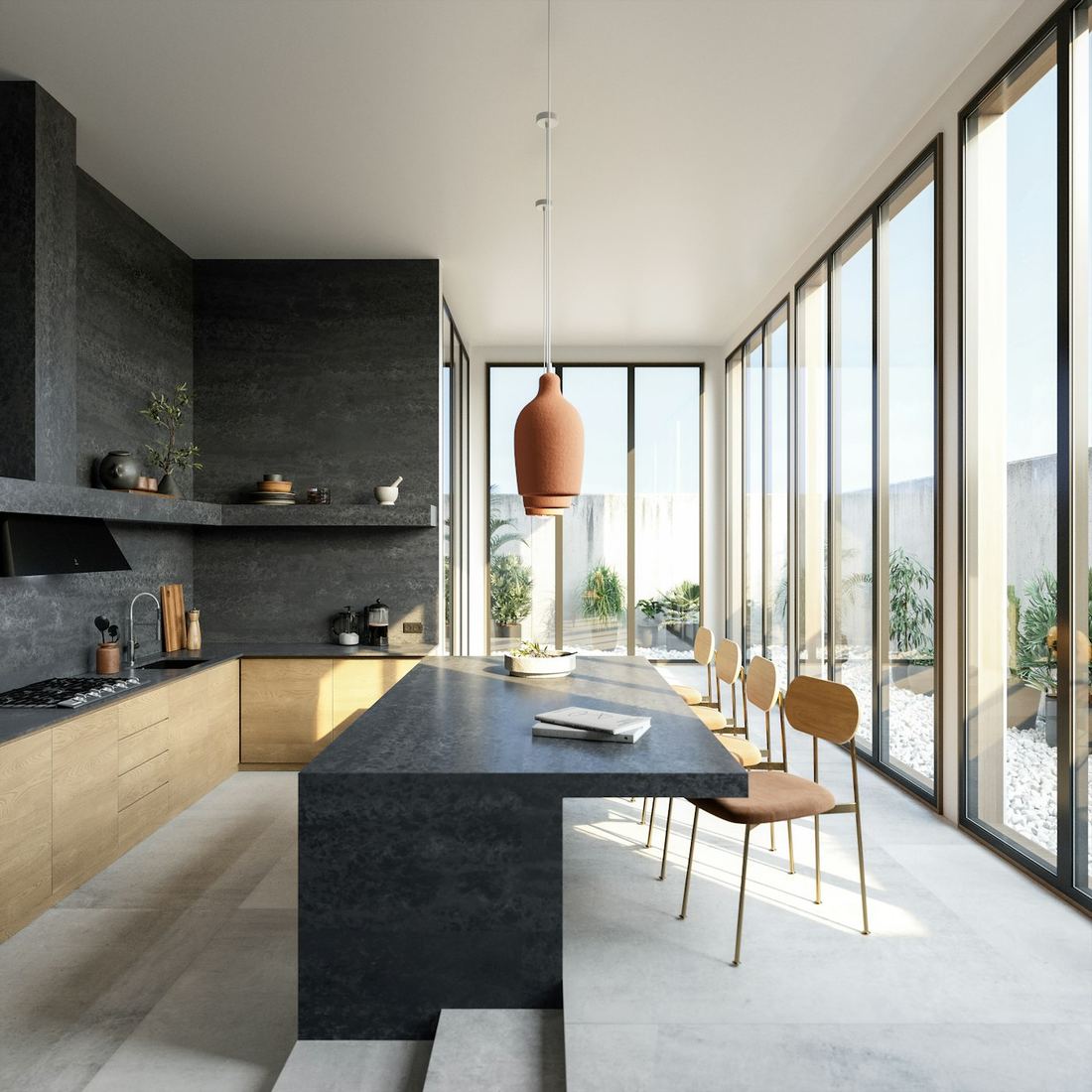 Raw D quartz countertops installed in a home