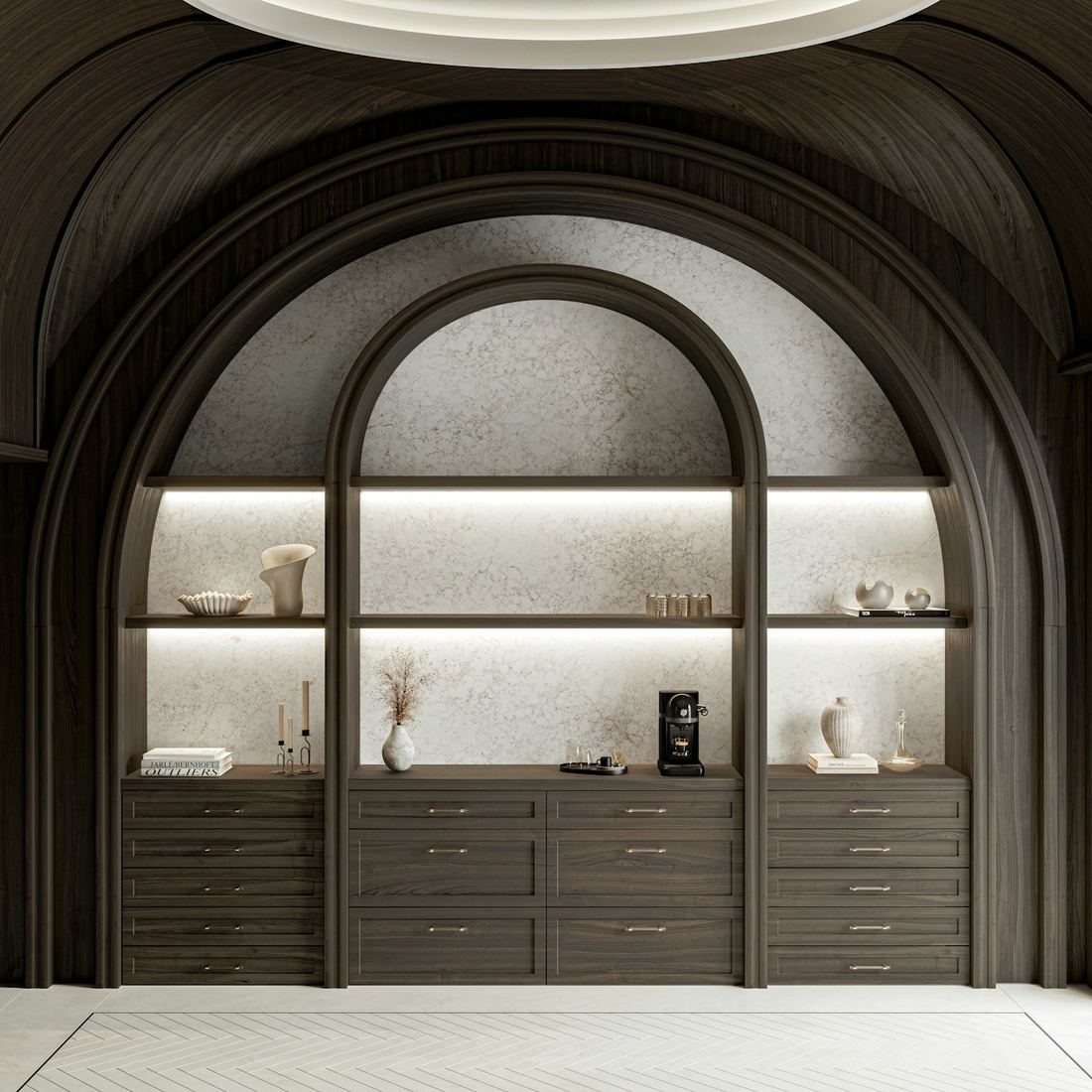 Riviere Rose quartz countertops installed in a home