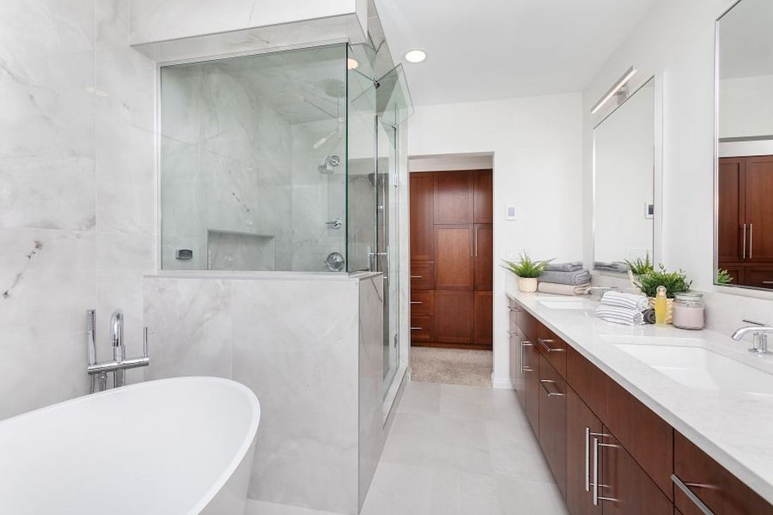 Snowy Ibiza quartz countertops installed in a home