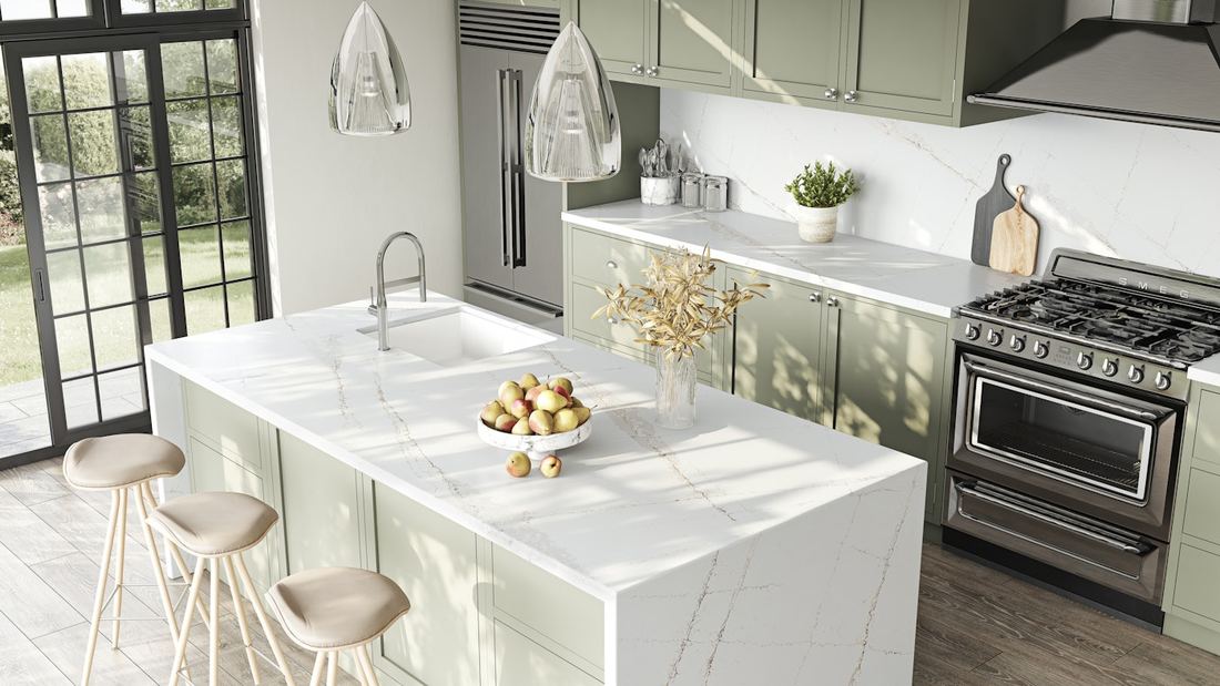 Toscana Cream quartz countertops installed in a home