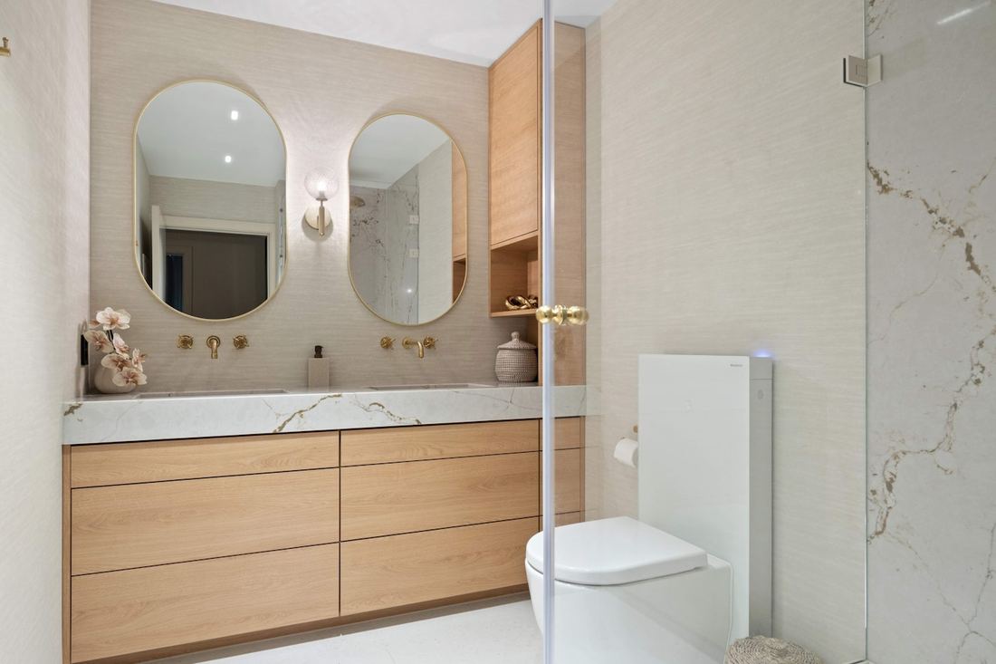 Versailles Ivory quartz countertops installed in a home