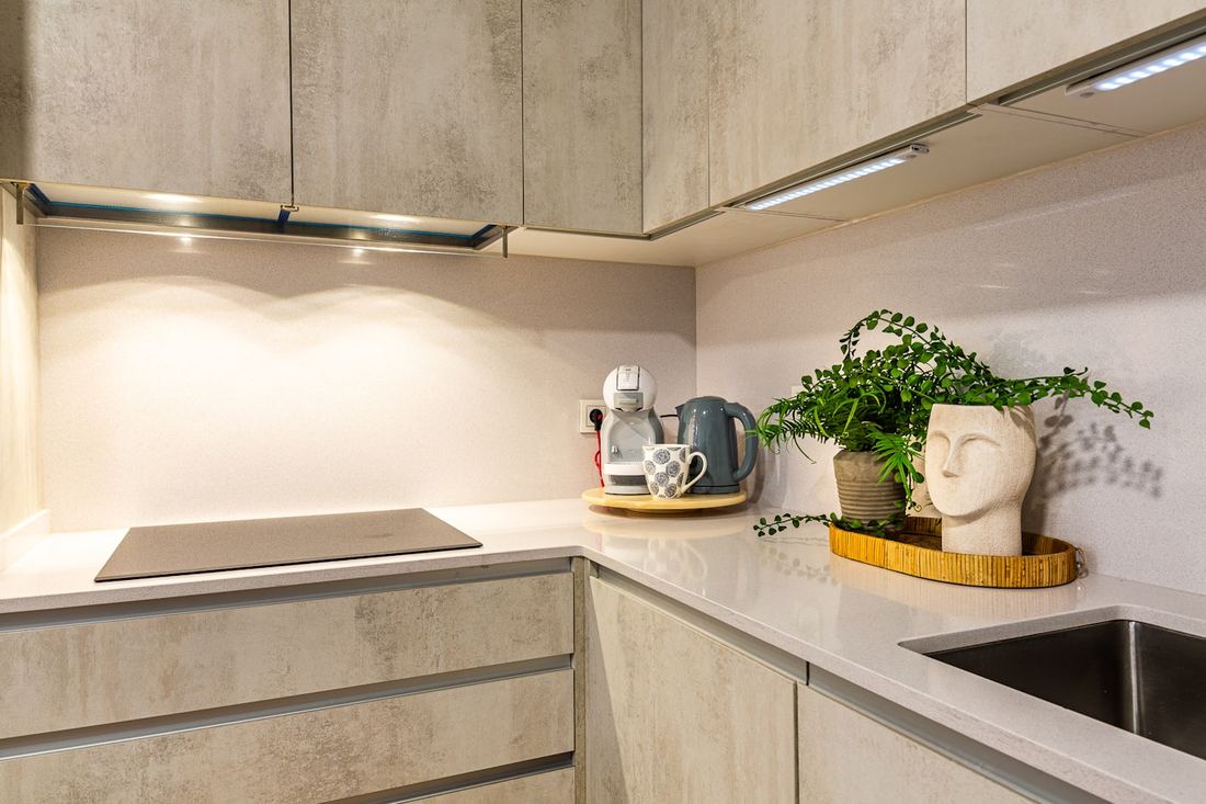 White North quartz countertops installed in a home
