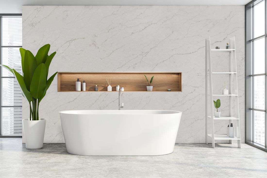 Calacatta Lucia quartz countertops installed in a home