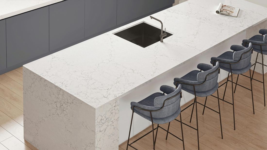 Ishnala quartz countertops installed in a home