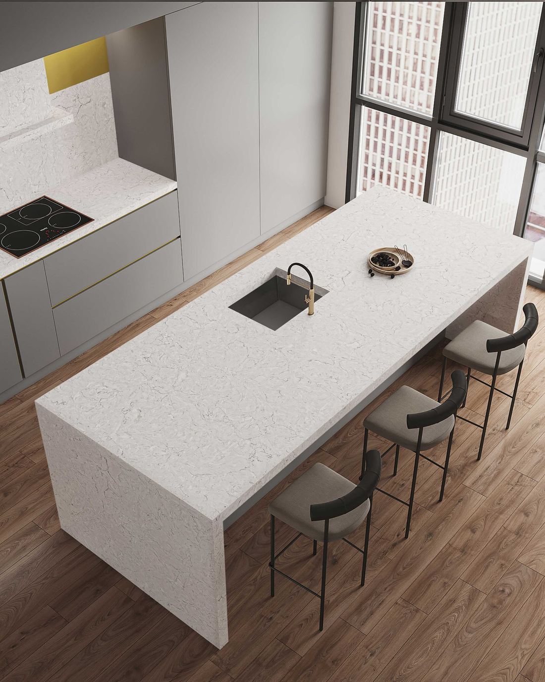 Rivers Bend quartz countertops installed in a home