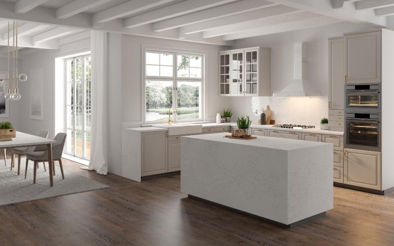 Adagio Gold quartz countertops installed in a home