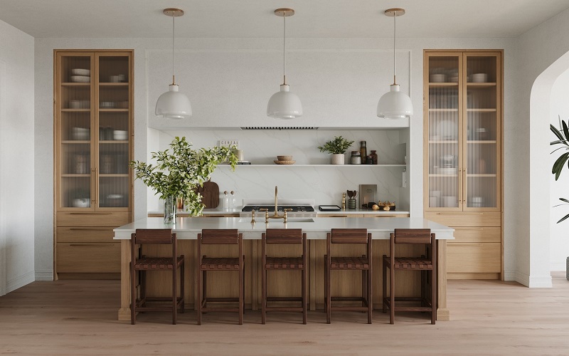 Calacatta Affogato quartz countertops installed in a home
