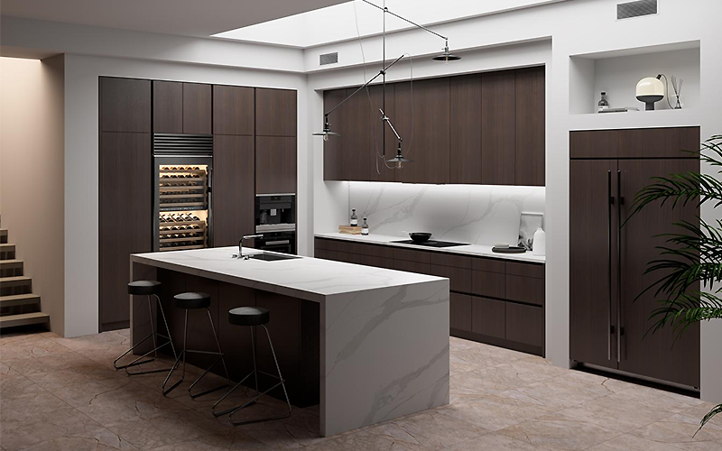 Calacatta Sol quartz countertops installed in a home