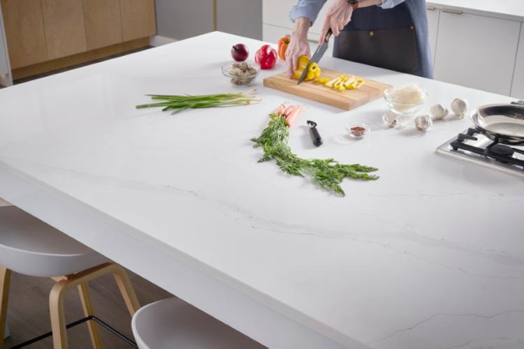 Calacatta Suprema quartz countertops installed in a home