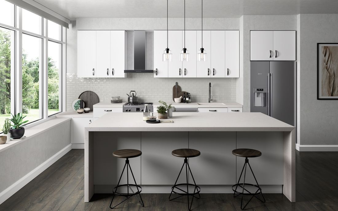 Carrara Oro quartz countertops installed in a home