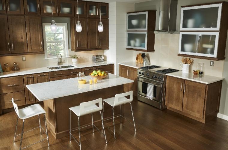 Clarino Brushed quartz countertops installed in a home