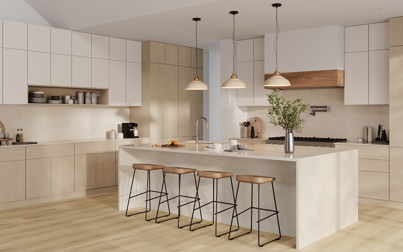 Dorato quartz countertops installed in a home