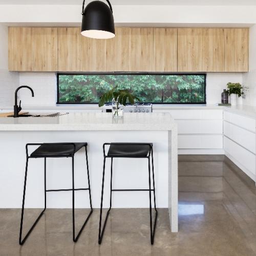 Sugar White quartz countertops installed in a home