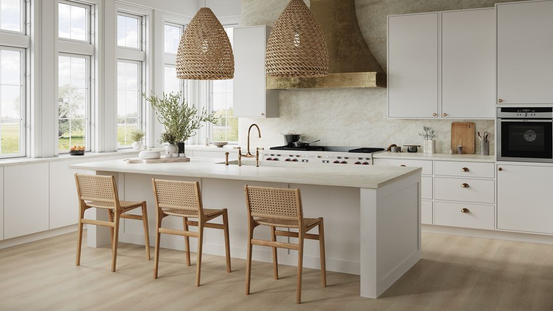 Taj Duna quartz countertops installed in a home