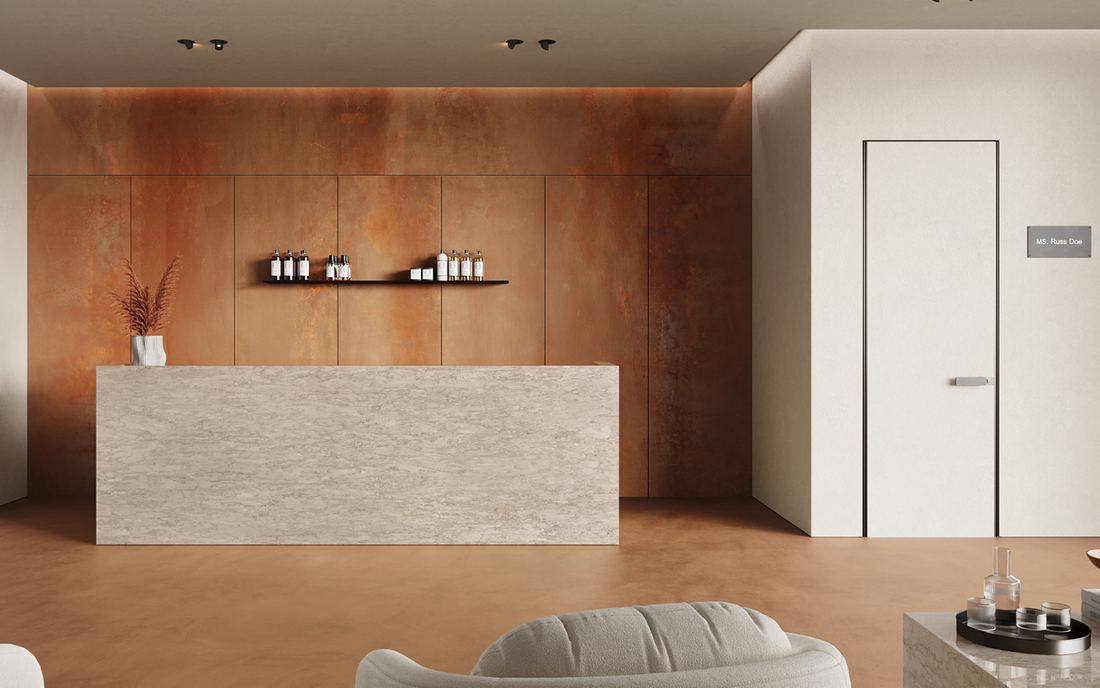 Vesuvius quartz countertops installed in a home