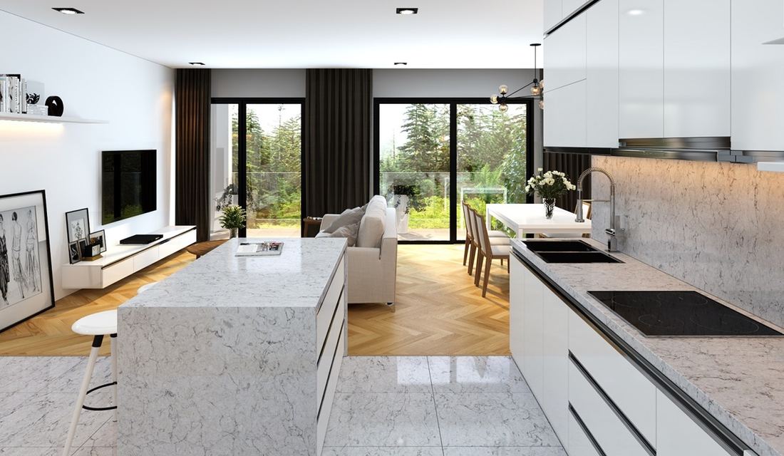 Argento quartz countertops installed in a home
