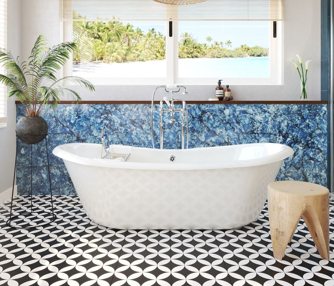 Azur De Mar quartz countertops installed in a home