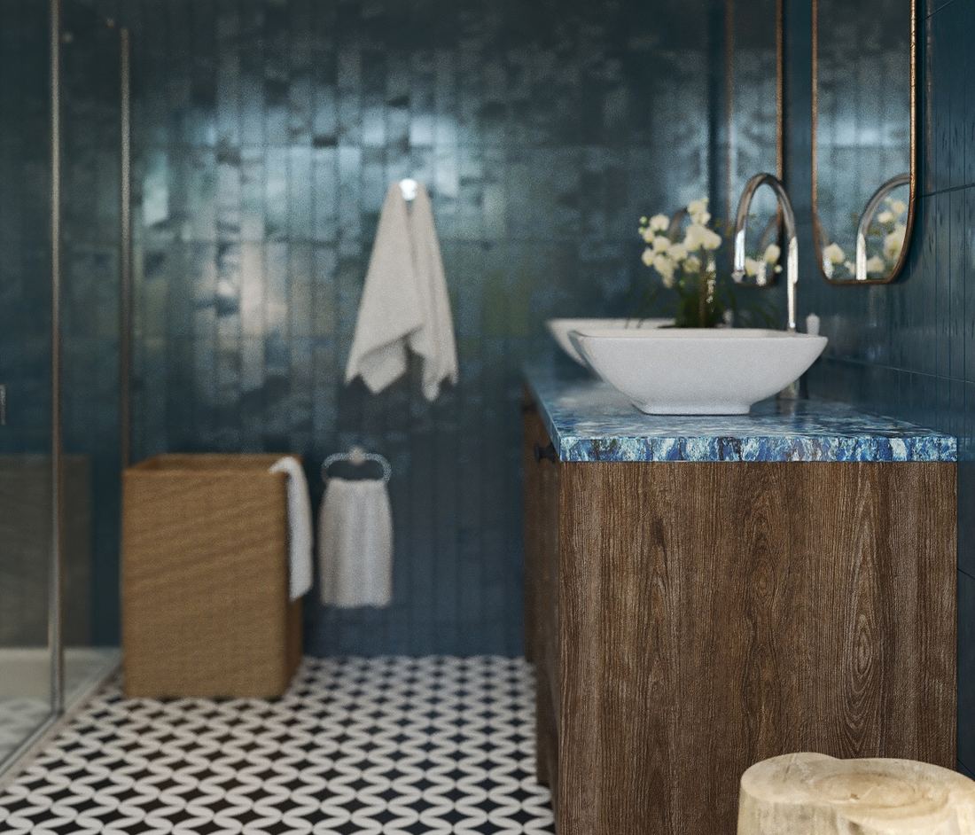 Azur De Mar quartz countertops installed in a home