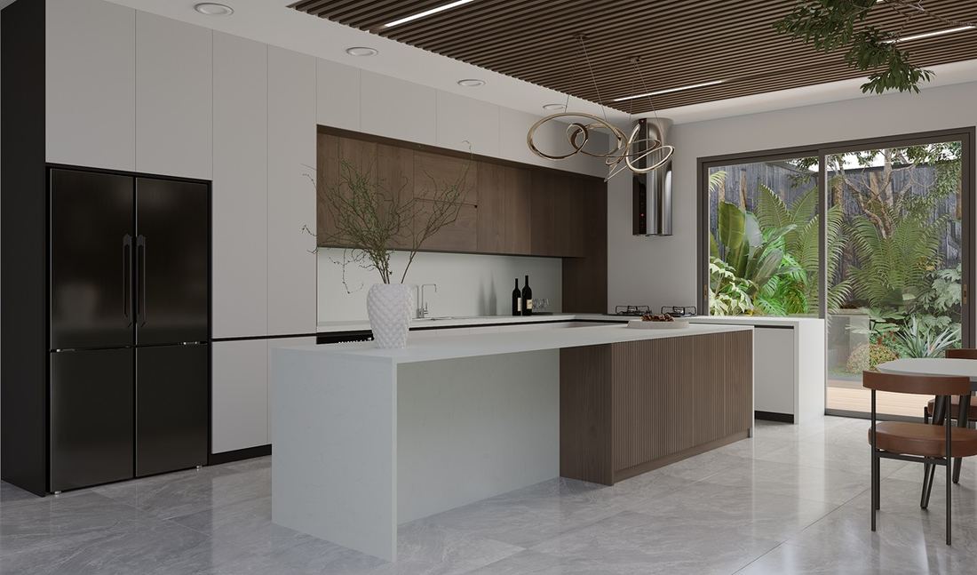 Carrara quartz countertops installed in a home